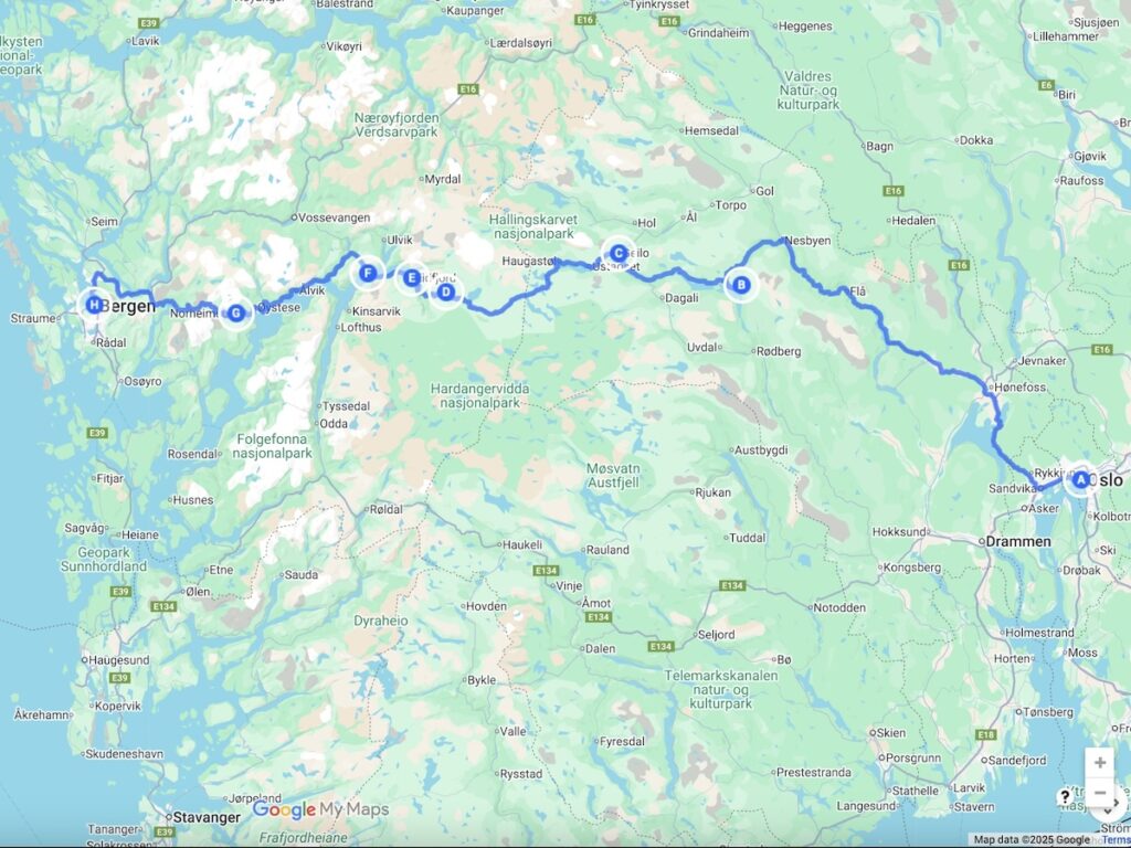 Oslo to Bergen Drive Hardanger Route Map
