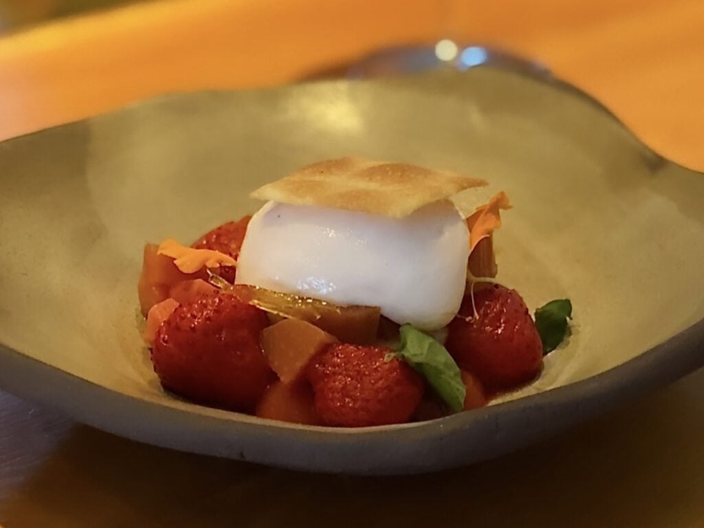 Strawberry dessert from Pluvio Restaurant in Ucluelet, BC