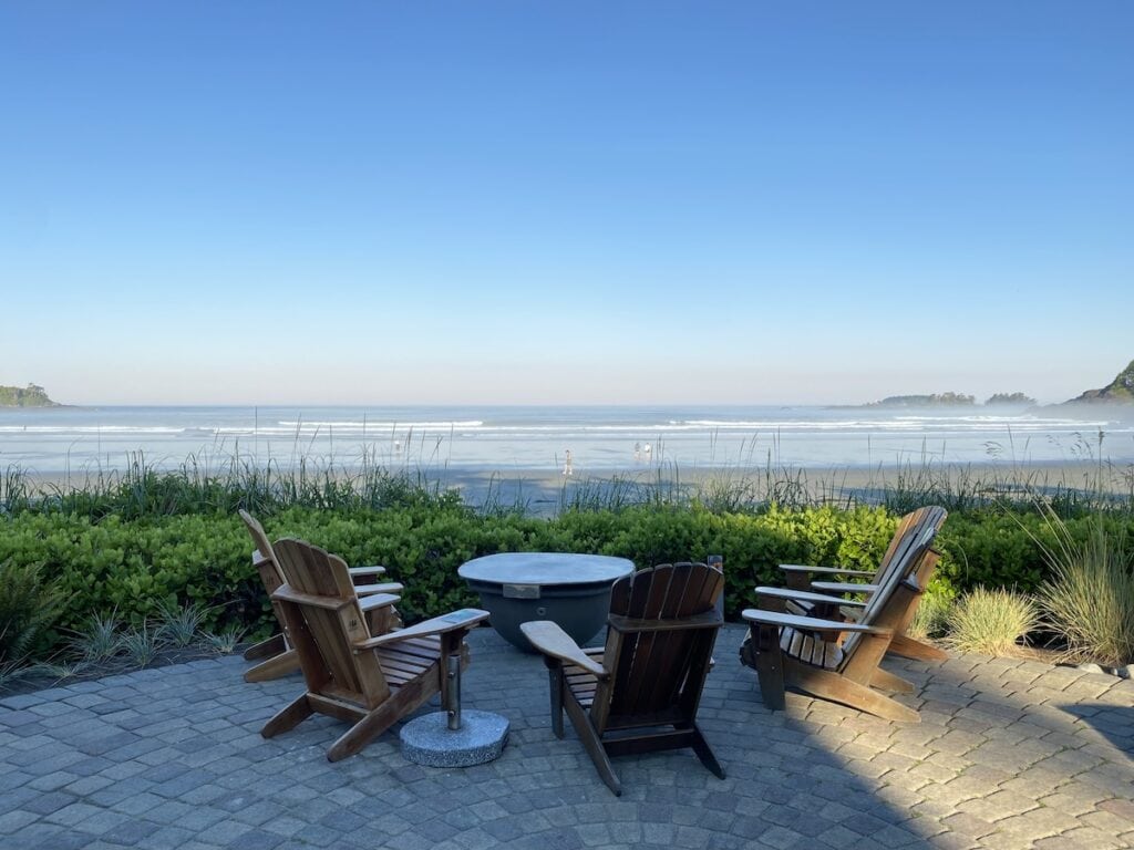 View of Cox Bay Tofino from the Long Beach Lodge