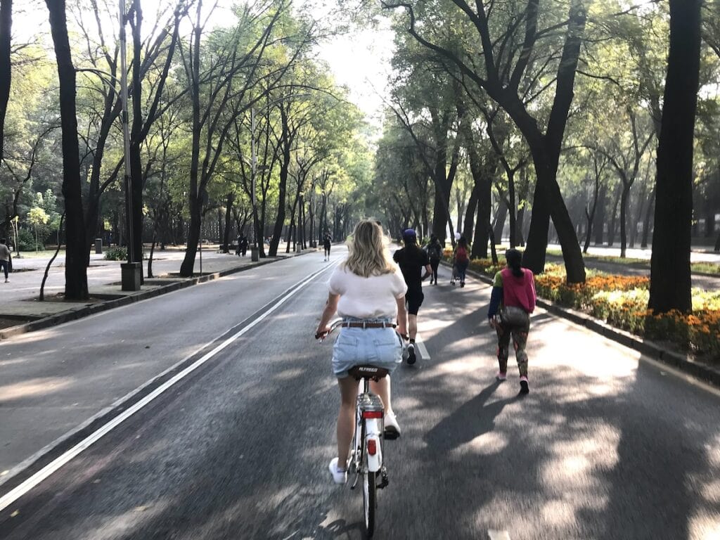 Riding a Bike Through Chapultapec Park in Mexico City