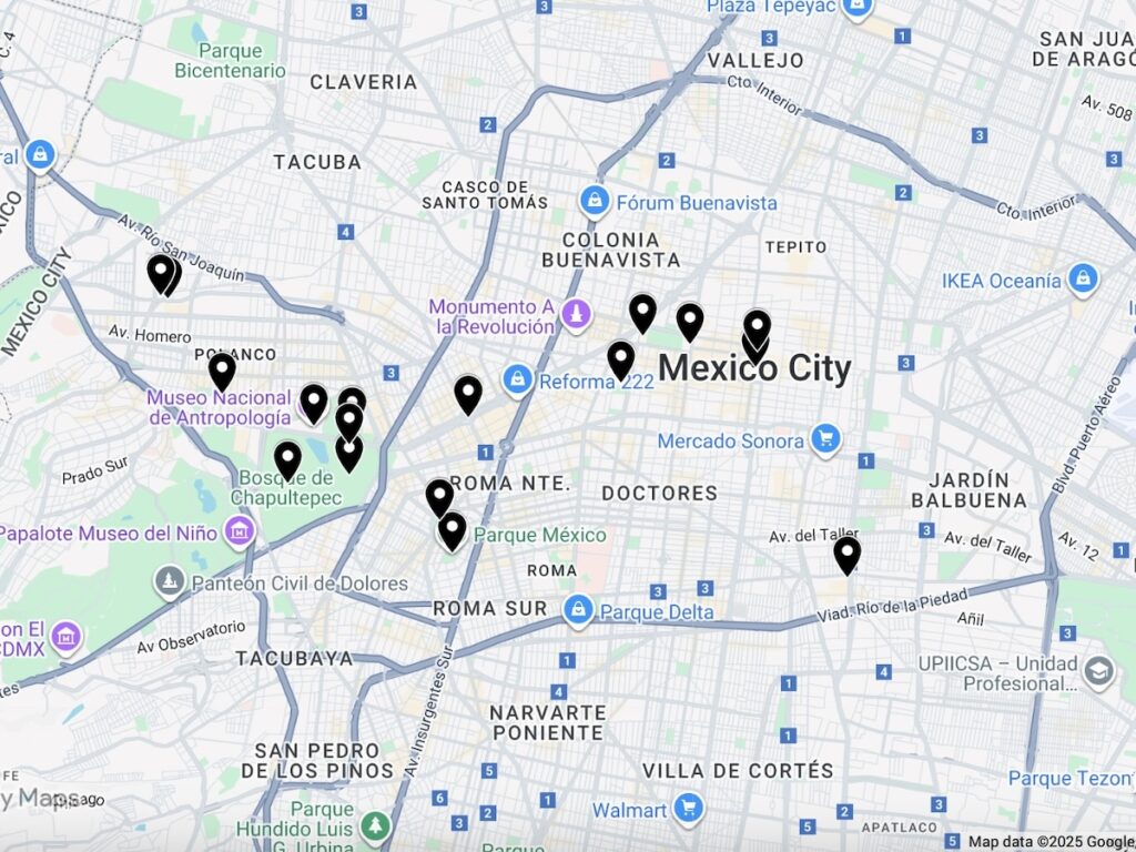 Google Map of Mexico City Atttractions