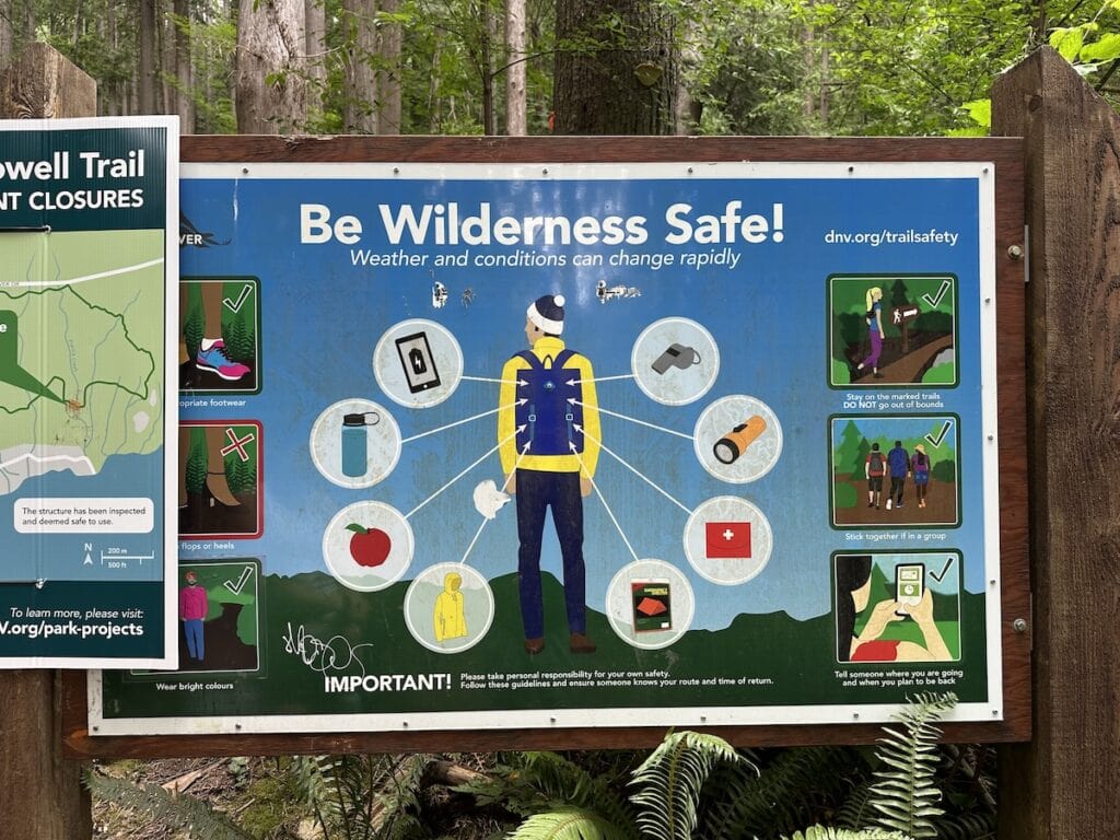 Vancouver Hiking Tips Sign