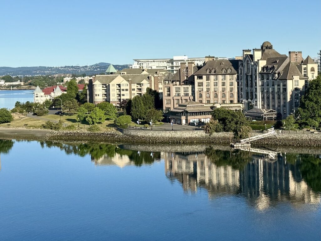 A view of the Marriott Ocean Pointe Hotel and Spa from across Victoria Harbour