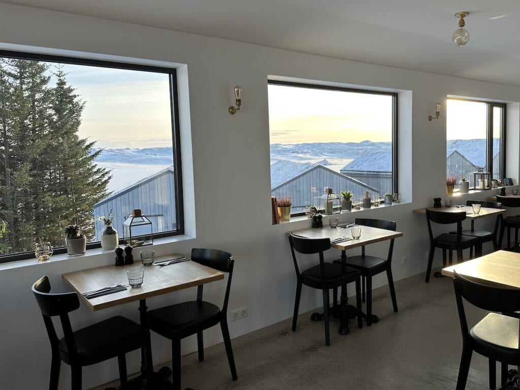 The restaurant at Hotel Magma in South Iceland