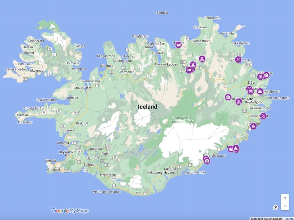 Map of East Iceland Attractions