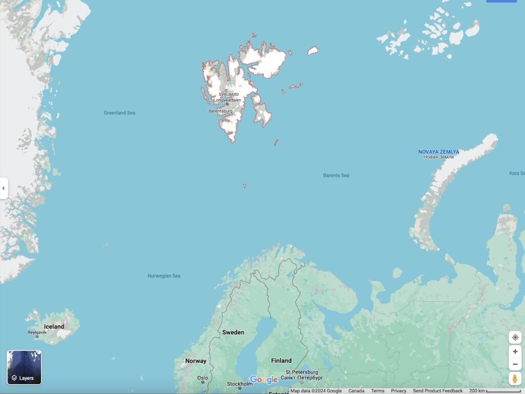 Map of Svalbard, Norway