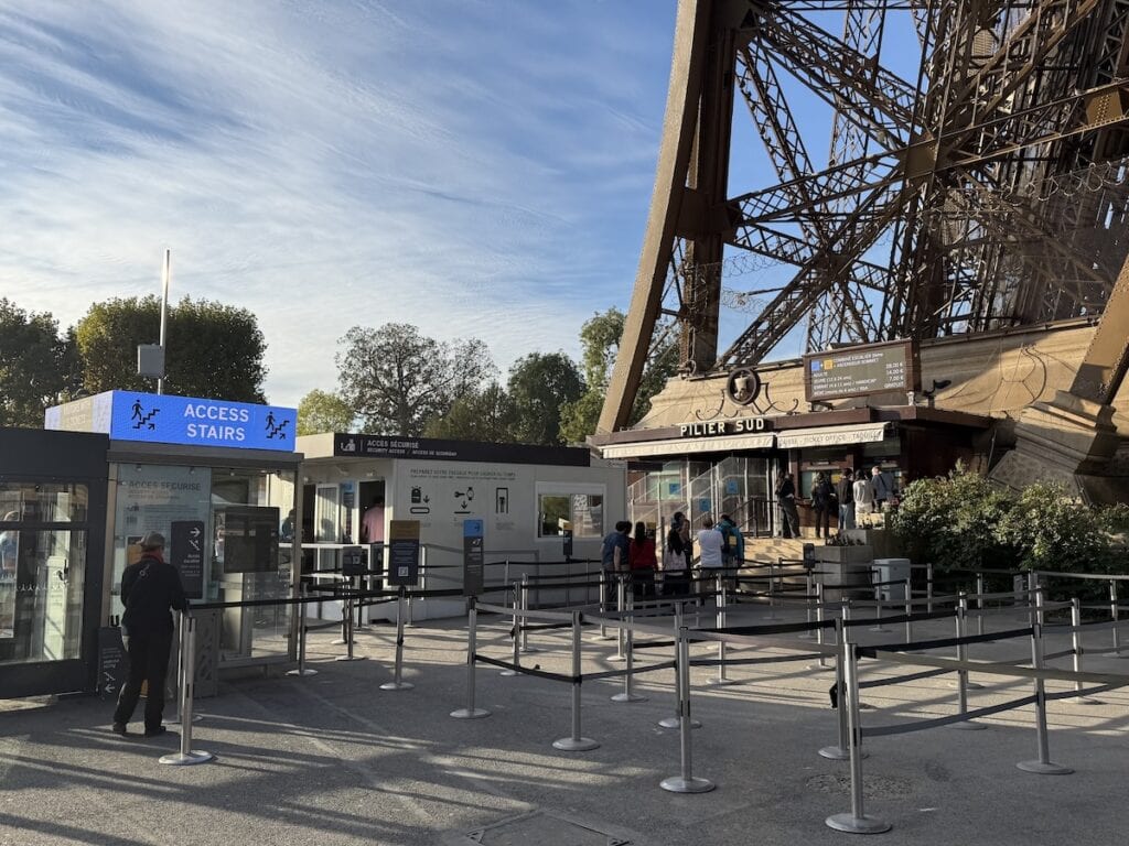 Eiffel Tower south tower stairs ticket booth and entrance
