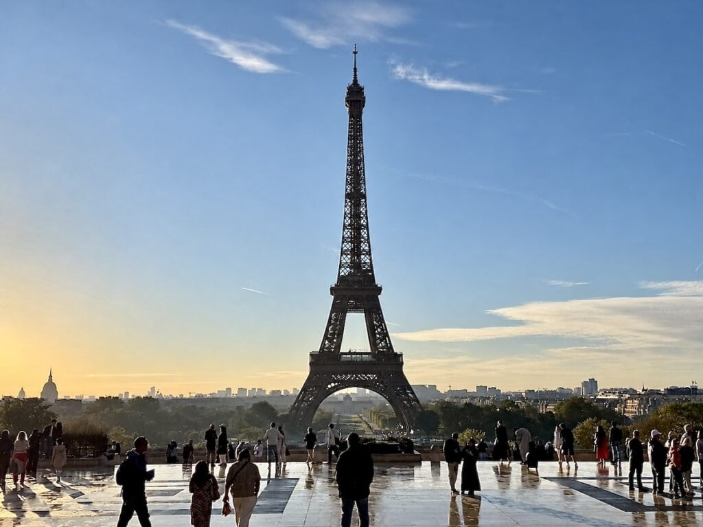 A view of the Eiffel Tower from the exit of Trocadero Metro Station.