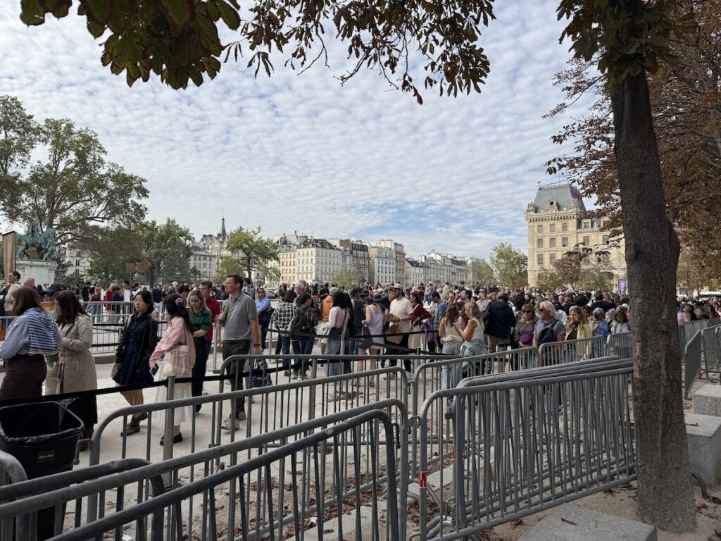 A lineup outside of Notre Dame on a Saturday.