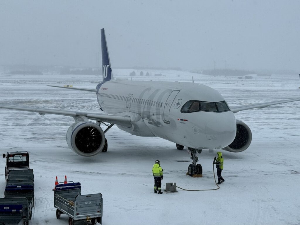 SAS Airplane at OSL en route to Longyearbyen