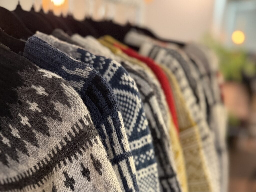 Sweaters on a rack