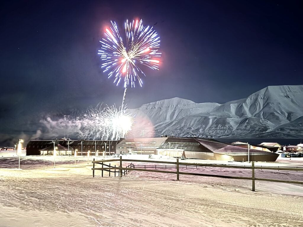 Fireworks over Longyearbyen