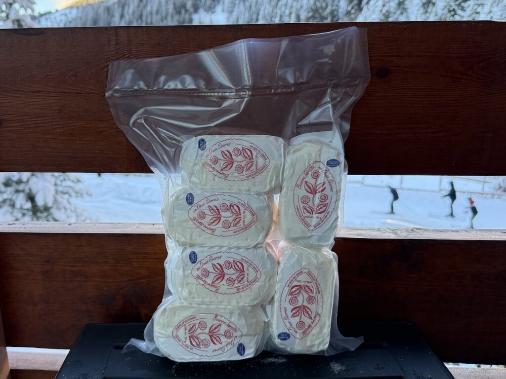 Vacuum packed french butter on a balcony