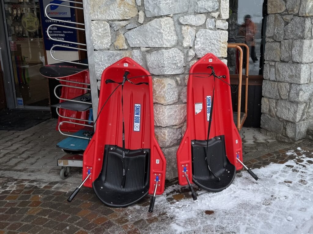 Sleds in Trois Vallées, France