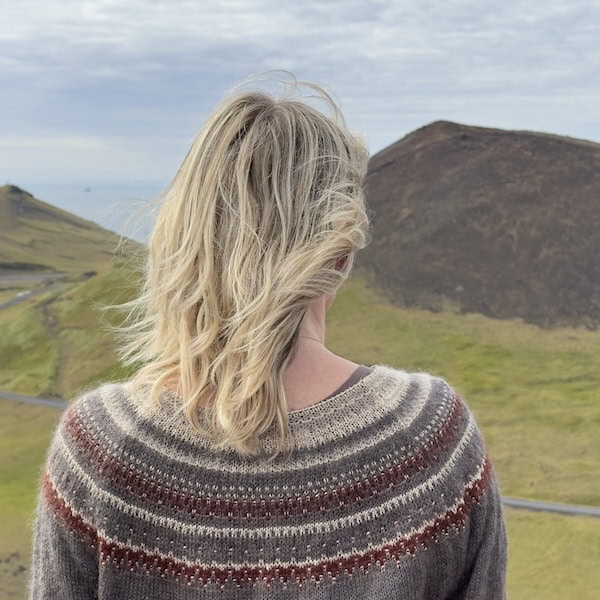 Woman standing looking at Iceland scenery