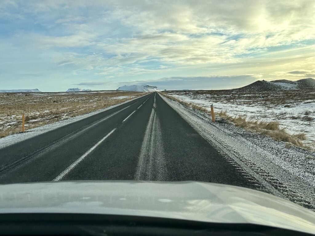 Driving on a South Coast Iceland Road in Winter in a 4x4