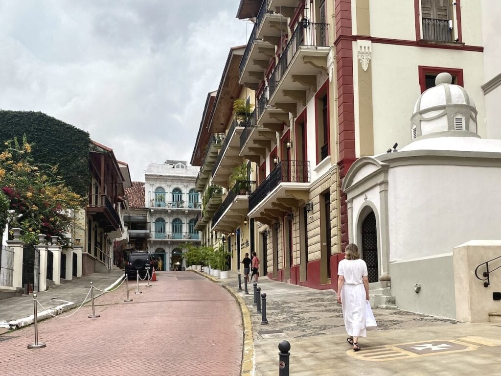 Person strolling the streets of Casco Viejo, Panama City