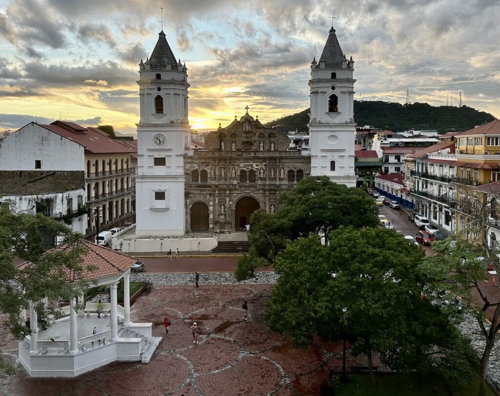View of a plaza in Casco Viejo, Panama
