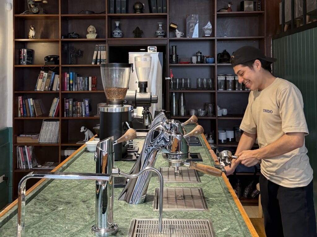 Coffee being prepared at Cafe Unido in Casco Viejo
