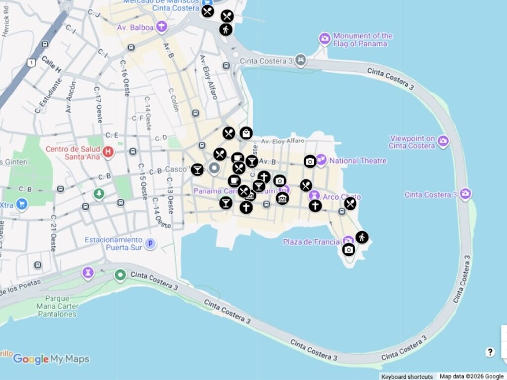 Map of Casco Viejo, Panama City
