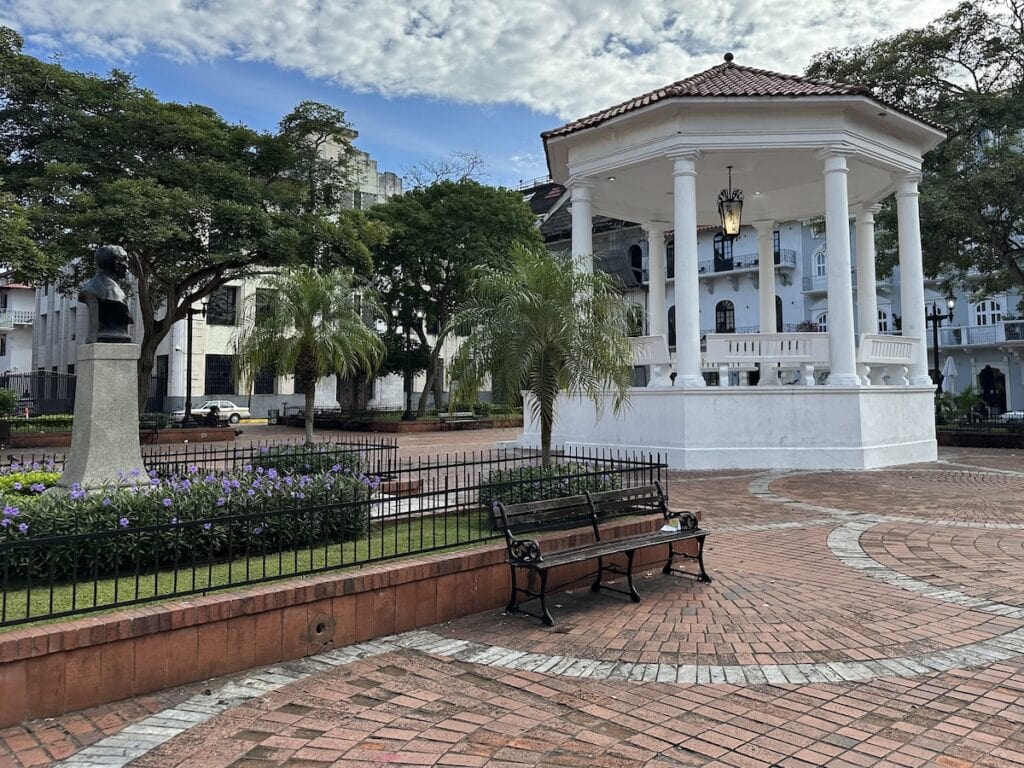 The gazebo in Plaza Mayor,Casco Viejo, Panama