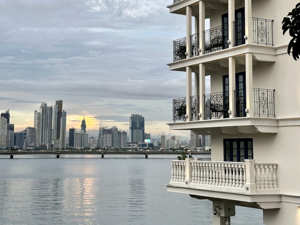 Panama City skyline view from Casco Viejo neighbourhood.