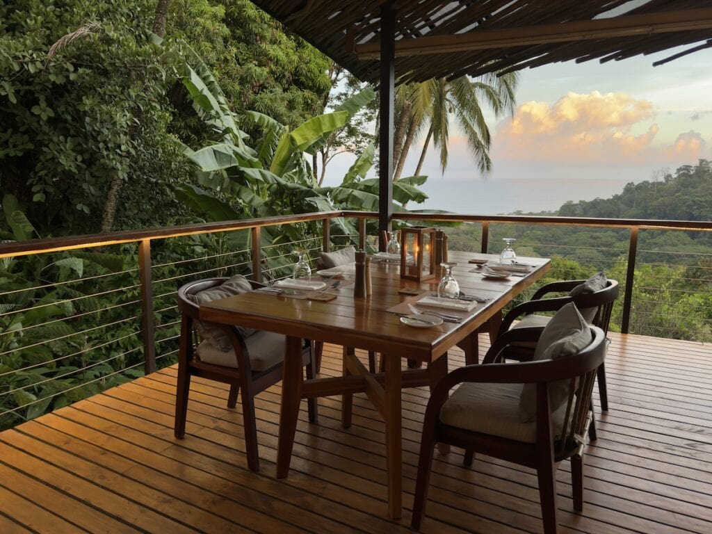 The open air dining room at Lapa Rios