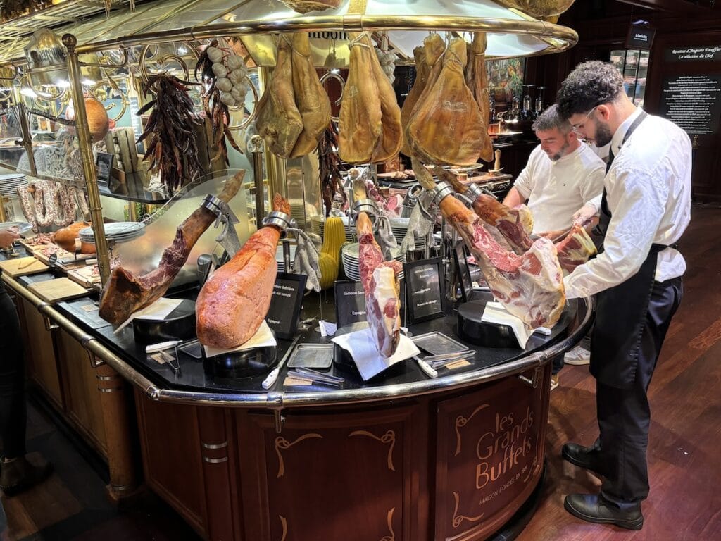 The prosciutto buffet at Les Grands Buffets